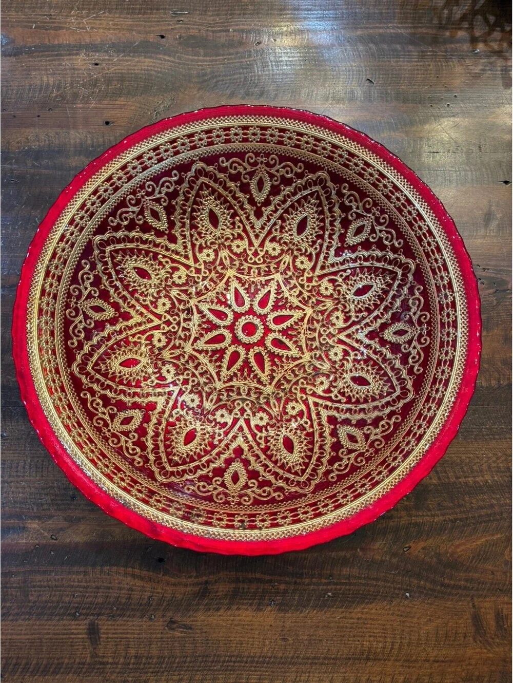 ARDA Turkish Hand-Painted Glass Decorative Bowl with Mandala Design